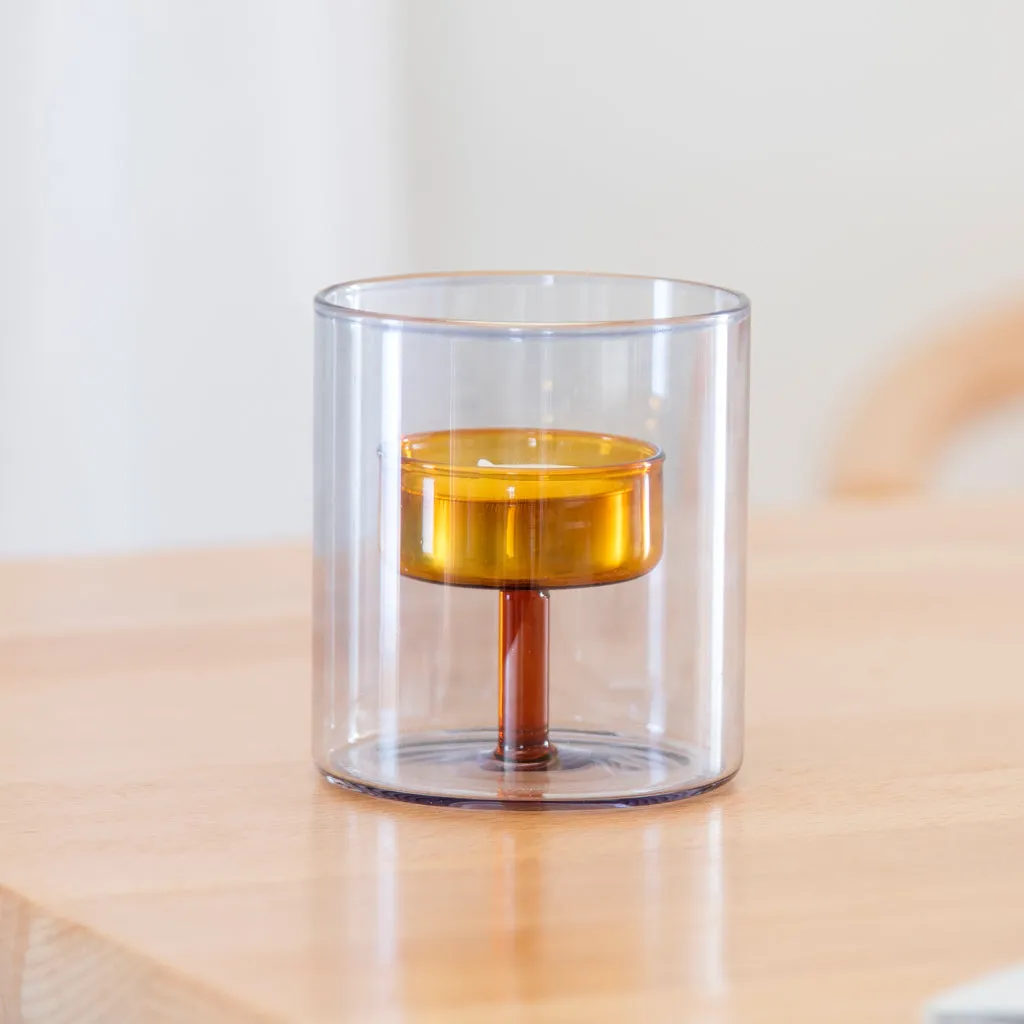 Duo Tone Glass Tea Light Holder