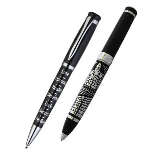 Elegant Black Pen Inscribed With Silver "7 Blessings" 13.5 Cm- -english