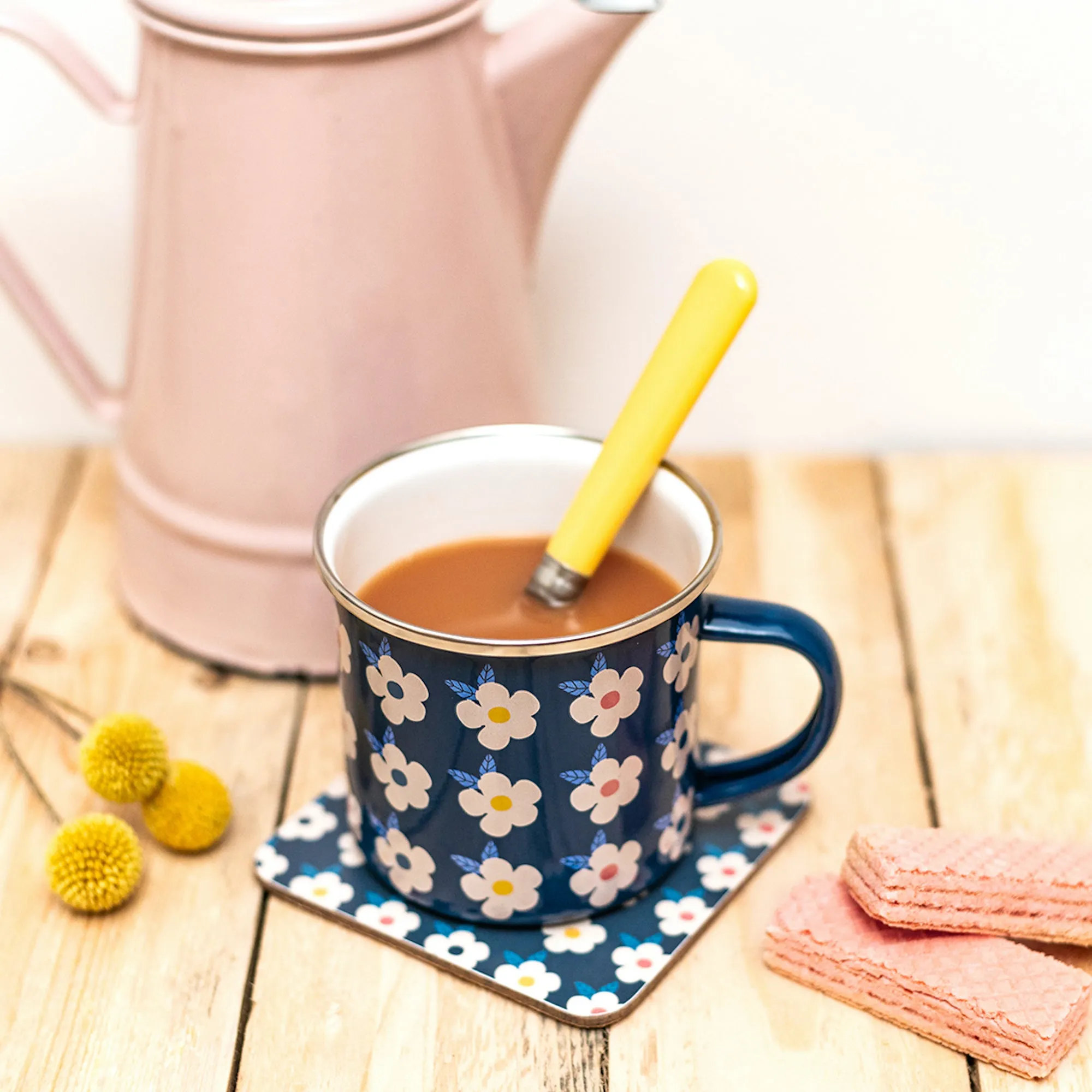 Enamel Mug & Coaster Set - Midnight Navy Blue - Enamelhappy