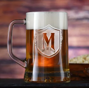 Engraved Monogram Beer Mugs