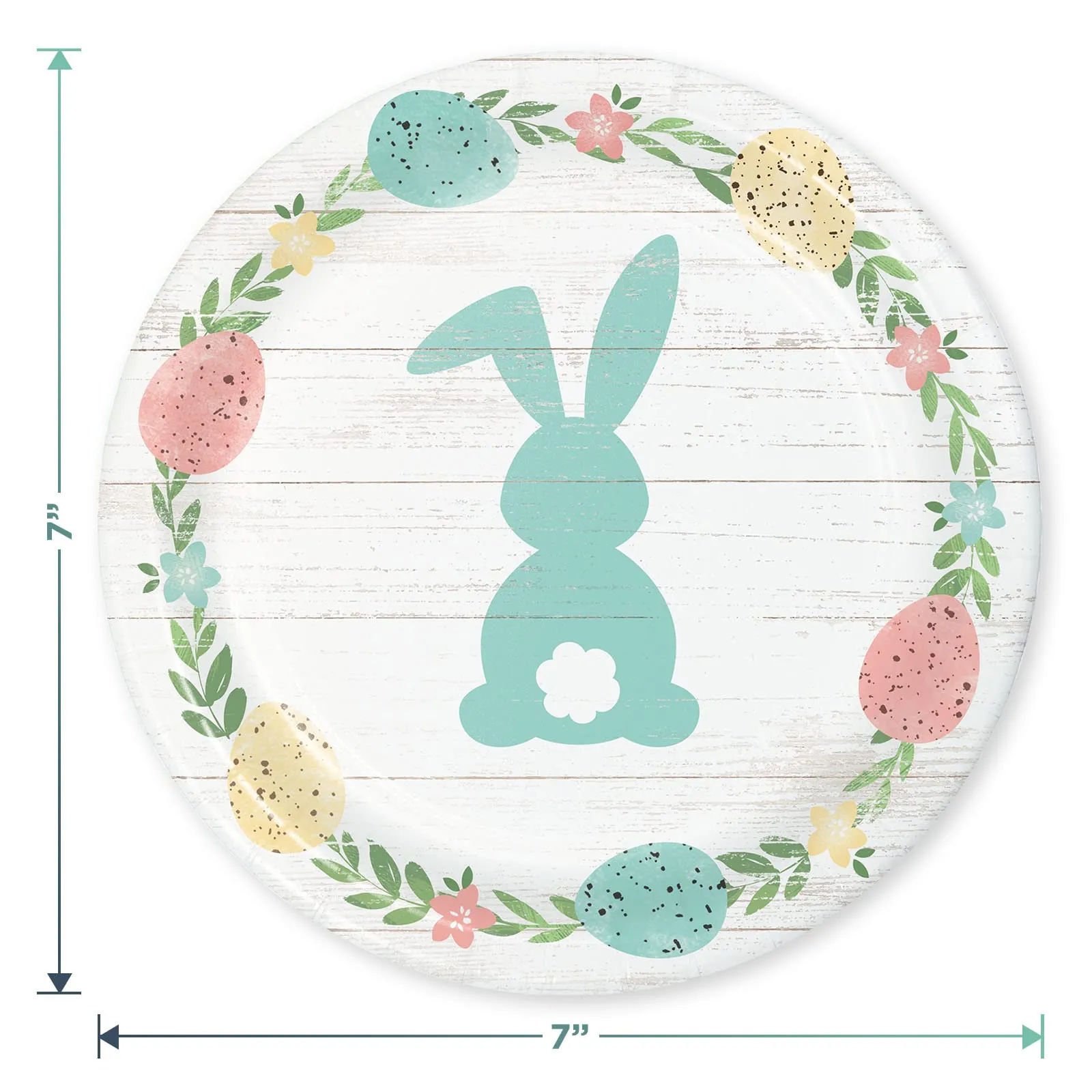 Farmhouse Easter Party Gray Plaid & Bunny Paper Dessert Plates, Luncheon Napkins, Cups, and Forks (Serves 16)