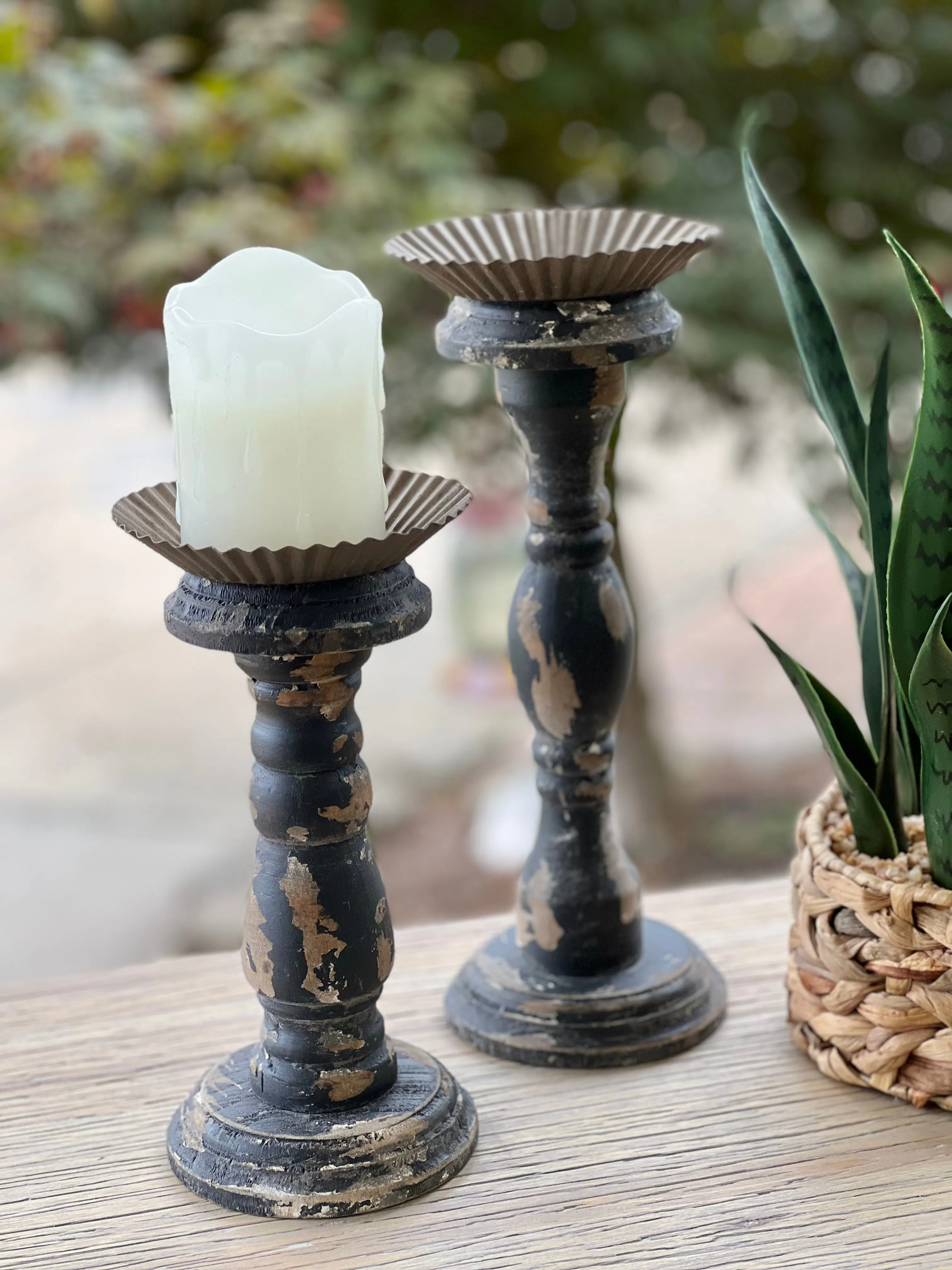 “Farmhouse Feel” Candle Holders