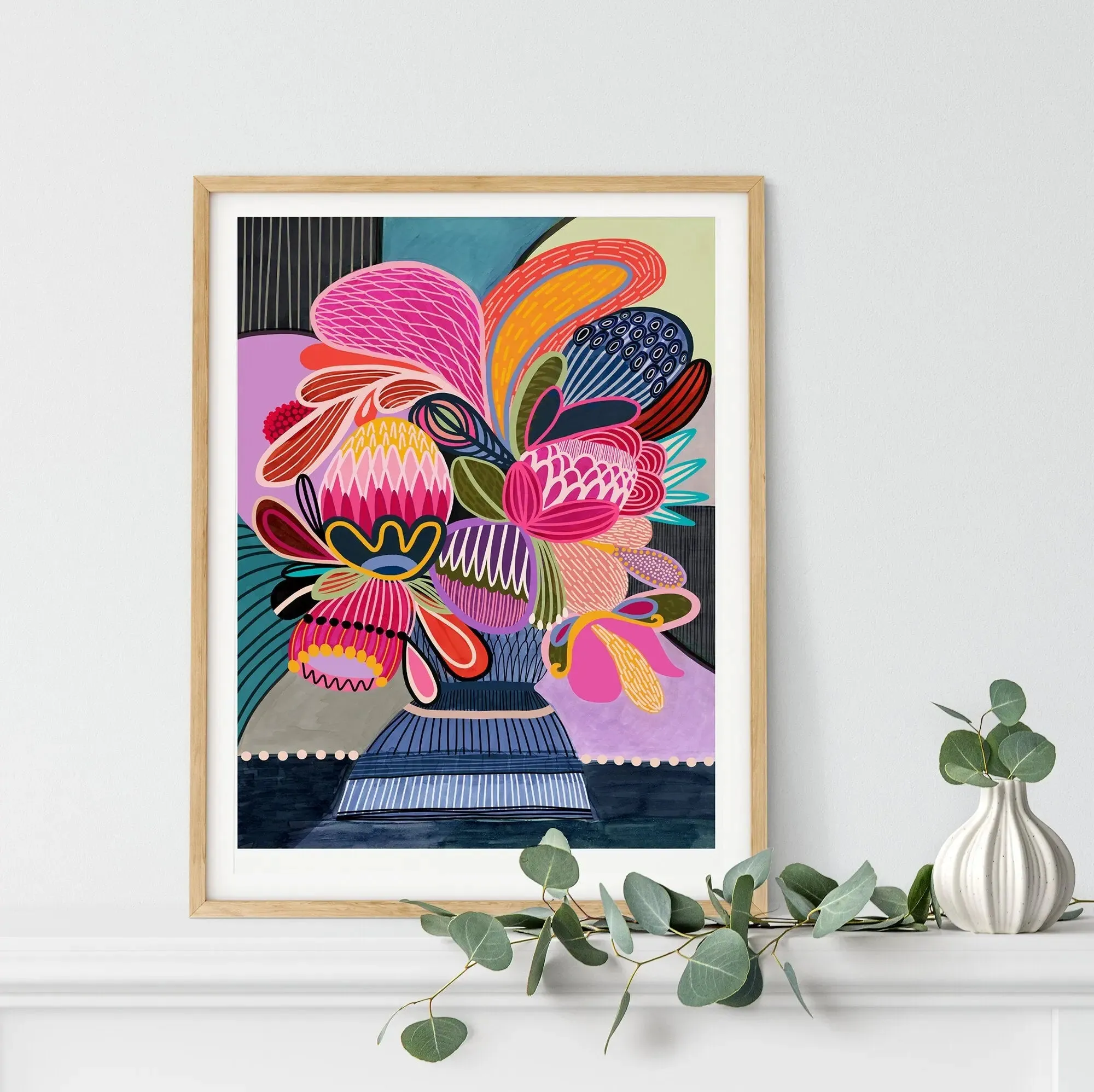 Floral Fiesta Colour Pop Wall Art Print