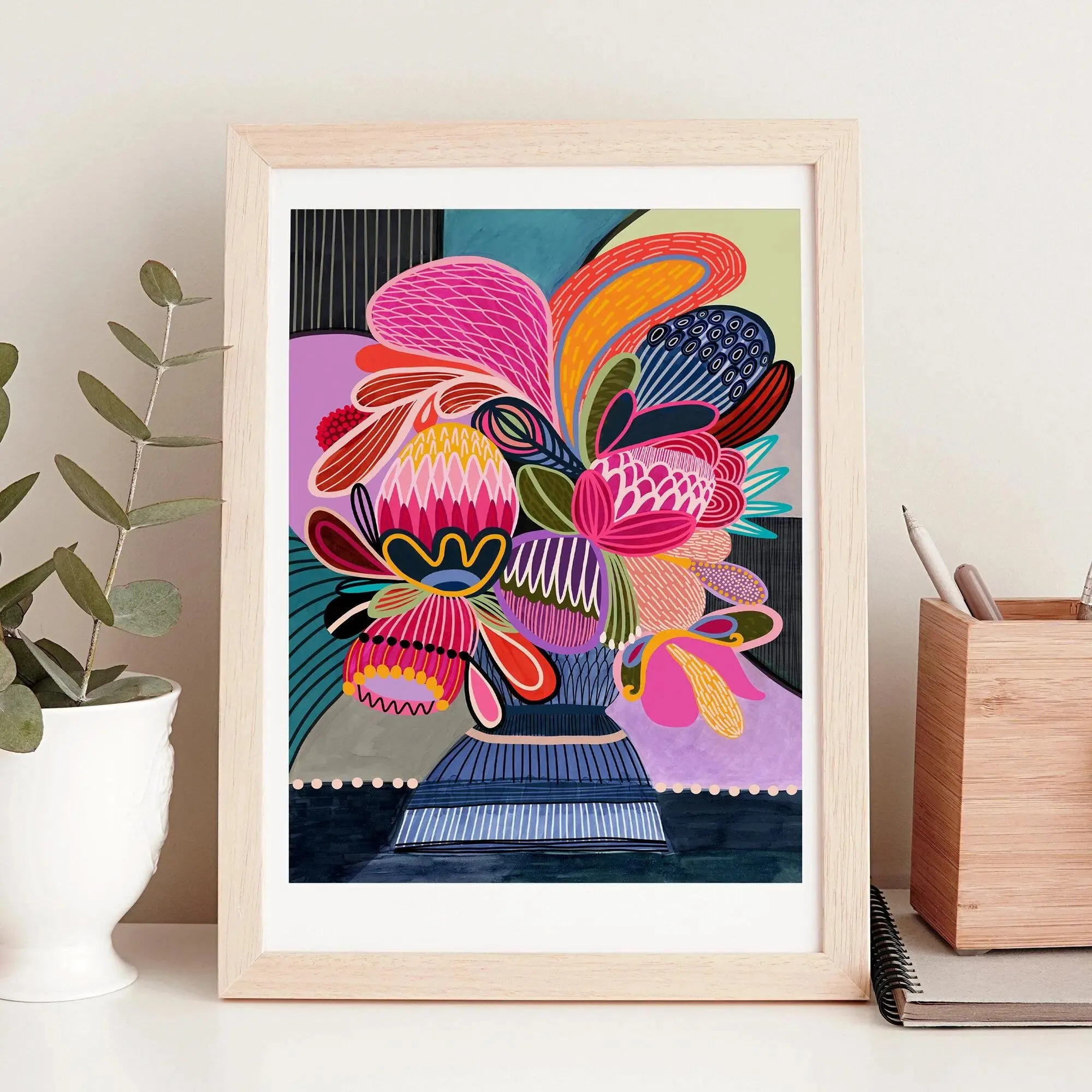 Floral Fiesta Colour Pop Wall Art Print