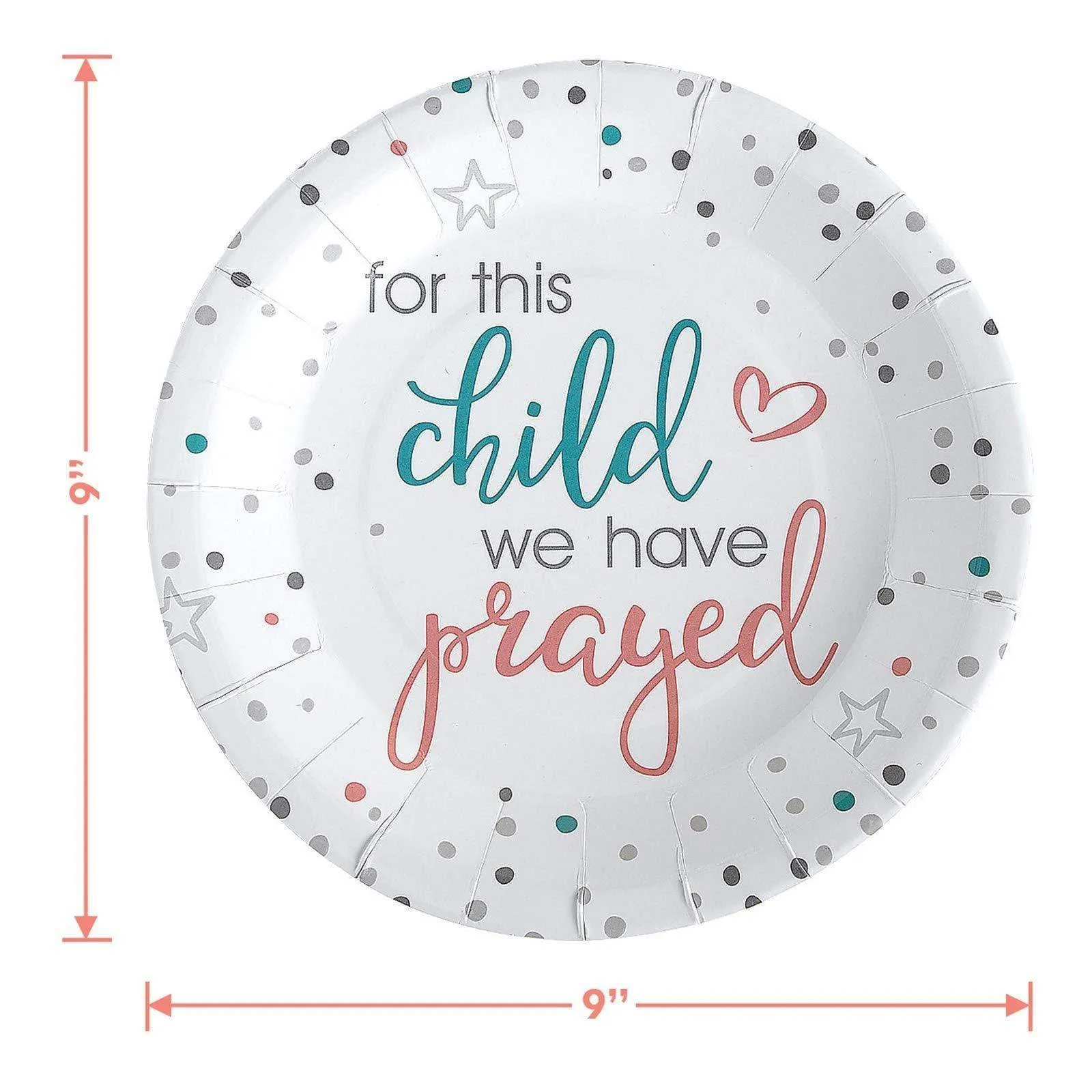 For This Child We Have Prayed Neutral Baby Shower Paper Dinner Plates and Beverage Napkins (Serves 16)