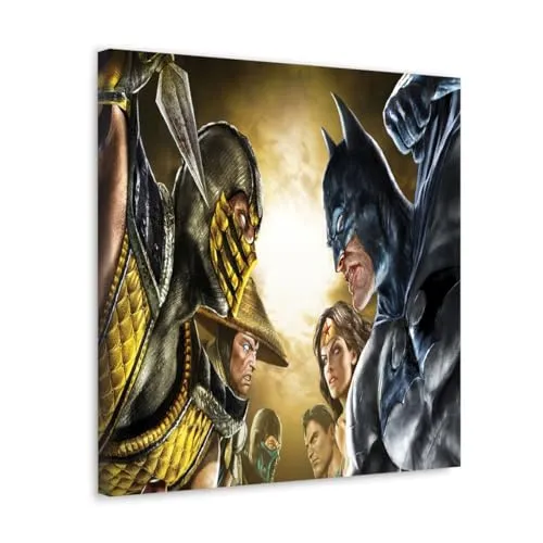 GADGETS WRAP Canvas Gallery Wrap Framed for Home Office Studio Living Room Decoration (10x10inch) - Bat Comic Fight