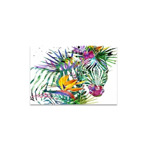 GADGETS WRAP Canvas Gallery Wrap Framed for Home Office Studio Living Room Decoration (14x11inch) - Floral Zebra Design