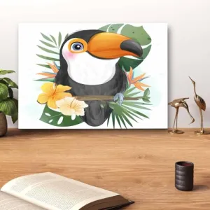 GADGETS WRAP Canvas Gallery Wrap Framed for Home Office Studio Living Room Decoration (14x11inch) - Little Toucan Bird