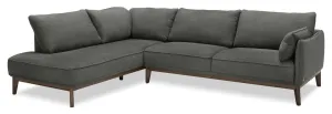 Galt 2-Piece Linen-Look Fabric Left-Facing Sectional - Charcoal