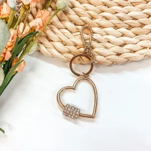 Gold and Crystal Detailed Heart Keychain