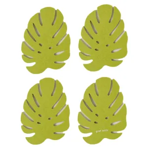 Graf Lantz Merino Wool Monstera Leaf – Felt Coasters – Pistachio – 4pk