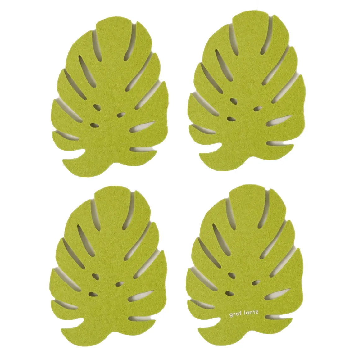 Graf Lantz Merino Wool Monstera Leaf – Felt Coasters – Pistachio – 4pk