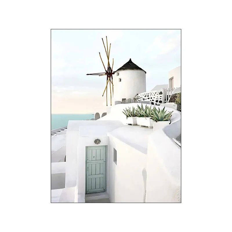 Greek Island Landscape Gallery Wall Art Fine Art Canvas Prints Pictures Of Santorini Posters For Living Room Bedroom Inspirational Art For Modern Living