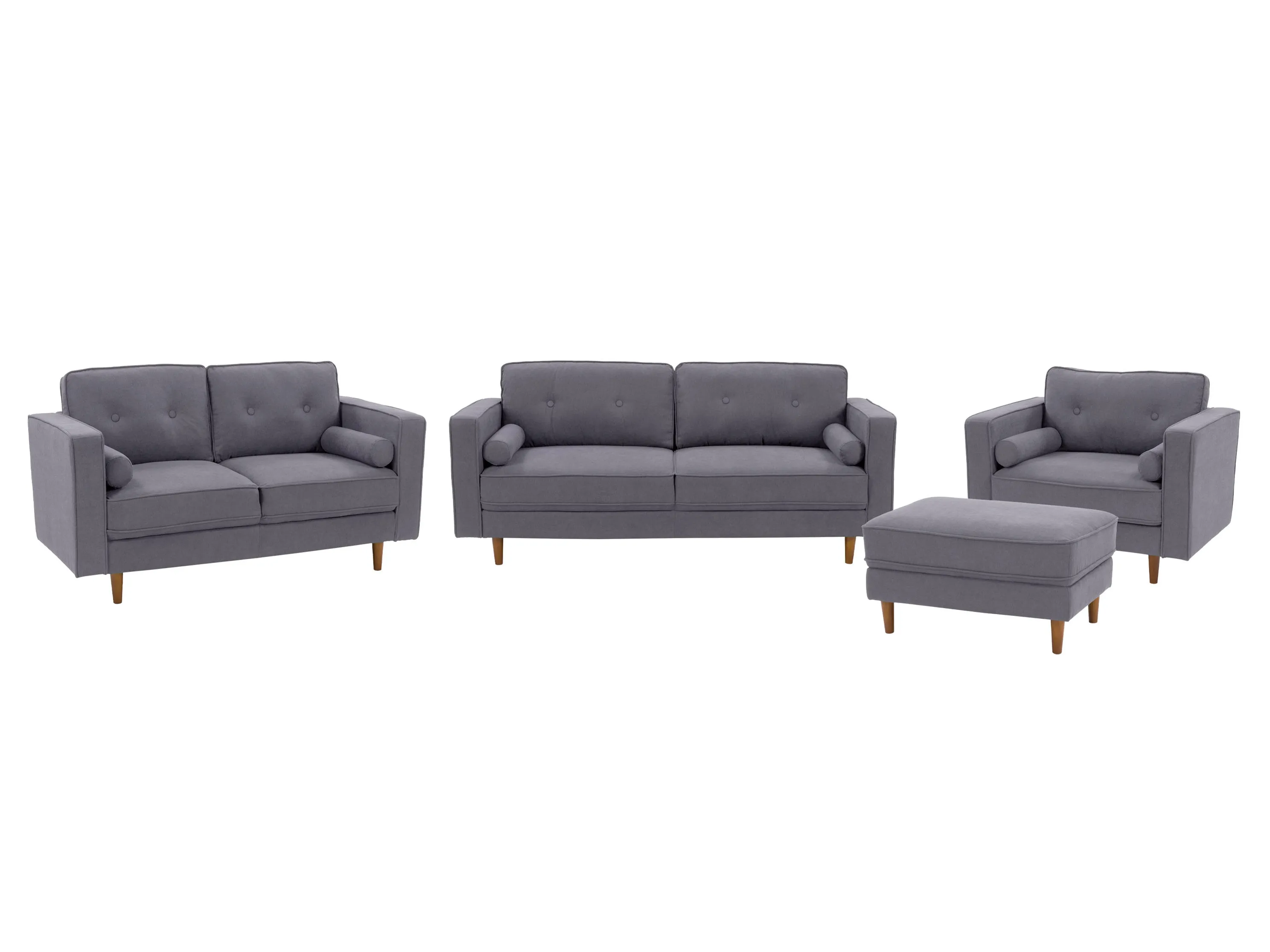 Grey 4-Piece Living Room Sofa Set