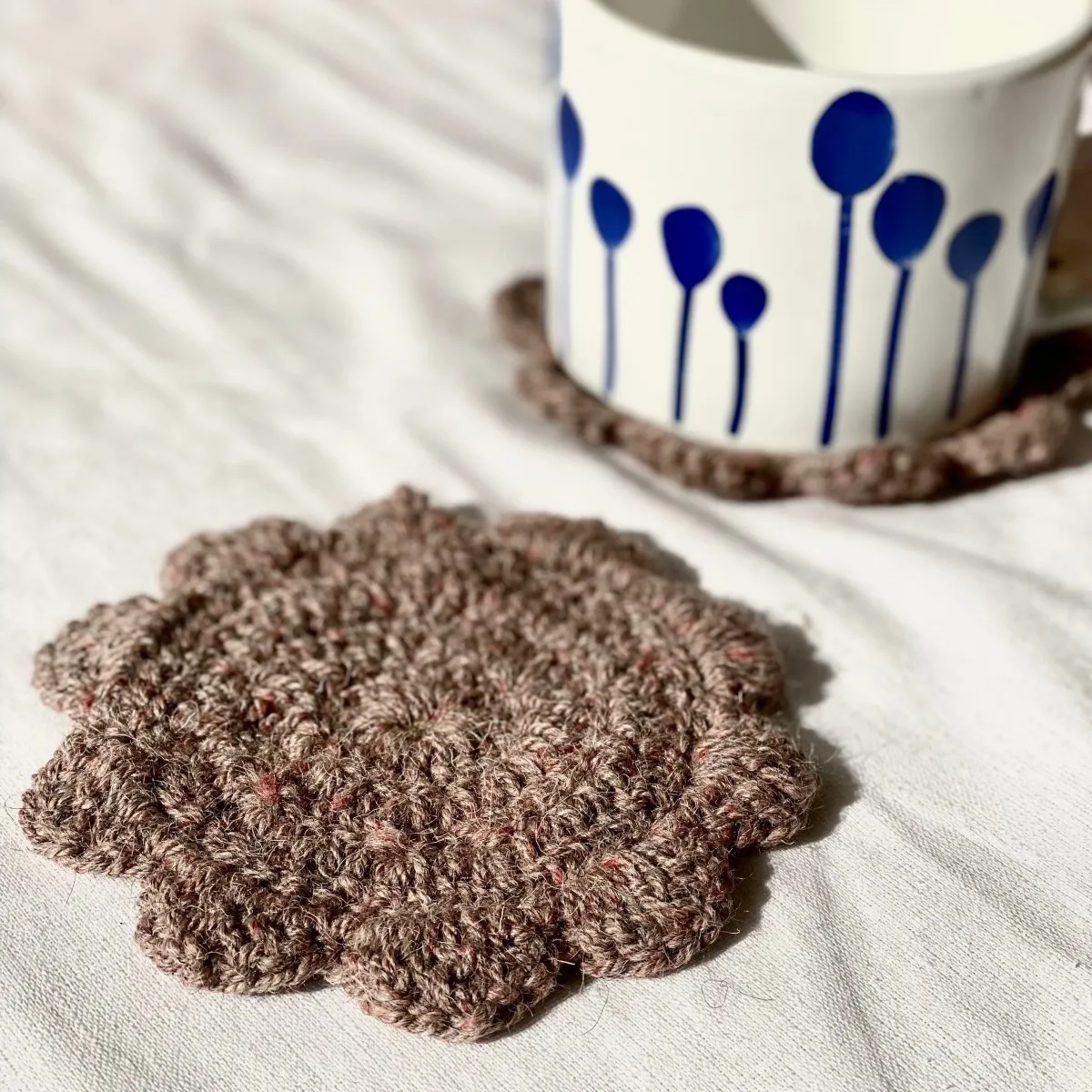 Hand Knitted Coasters - Pure Himalayan Wool (pinkish-grey)