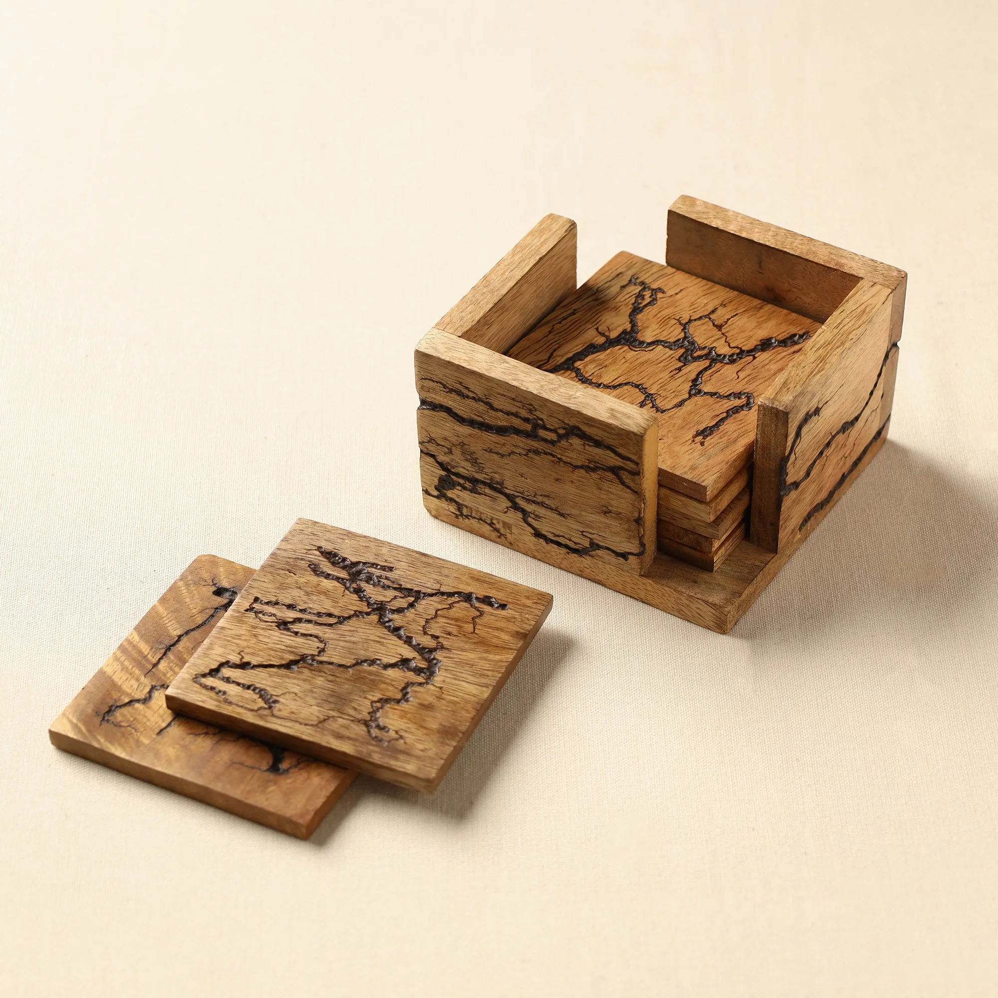 Handcrafted Mango Wooden Coasters (Set of 7)