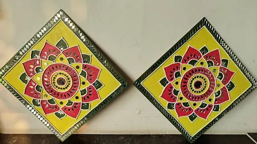 Handmade Lippan Art Mandala Wall Mirror Decor, Diwali Gift