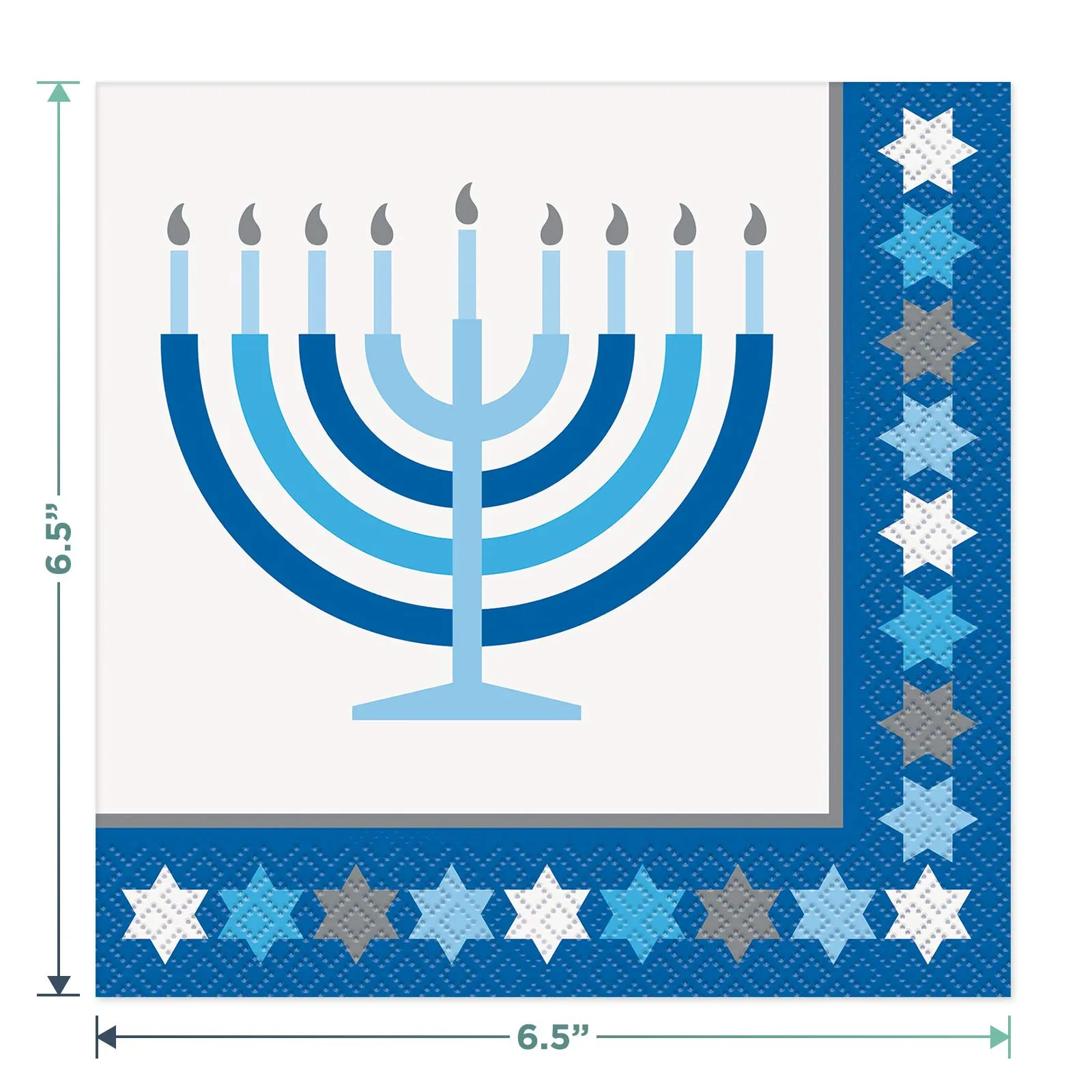 Happy Hanukkah Menorah Paper Dinner Plates and Luncheon Napkins (Serves 16)