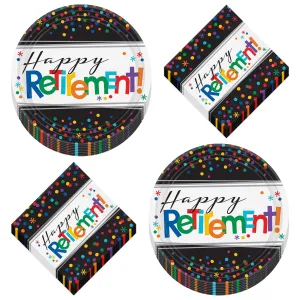 Happy Retirement Party Paper Dinner Plates and Lunch Napkins (Serves 16)