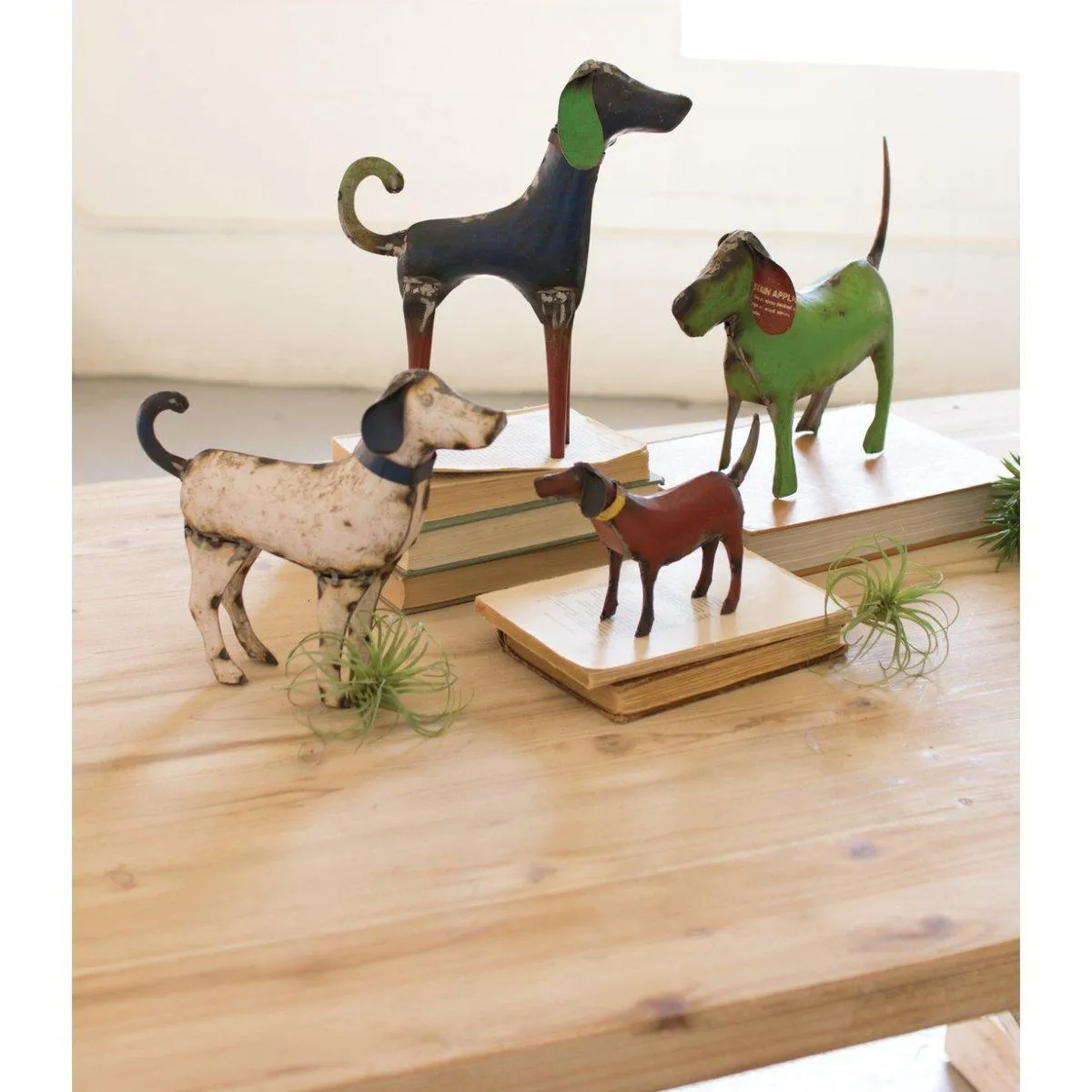 Kalalou - SET OF FOUR RECYCLED METAL DOGS - NBA2126