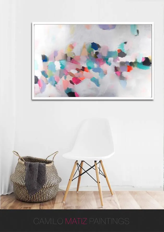 Large modern wall art giclee print, large abstract painting print, colorful painting, acrylic abstract painting by Camilo Mattis