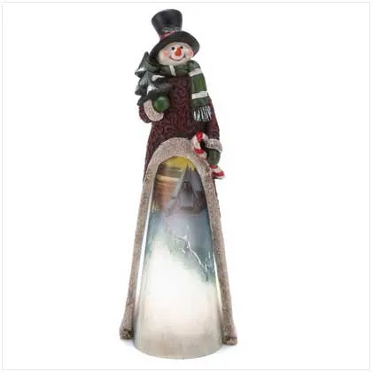 Light Up Scenic Snowman Statue