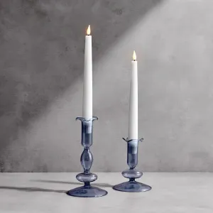 Lily Glass Candle Holders, Dusty Blue, Set of 2