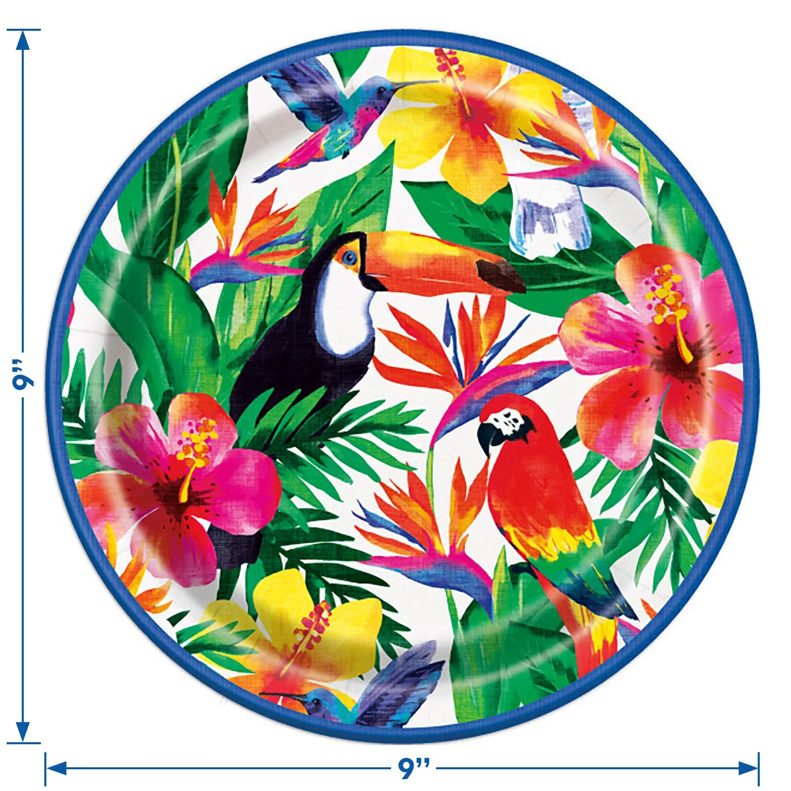 Luau Party Supplies - Tropical Flower Paper Dinner Plates and Beverage Napkins (Serves 16)