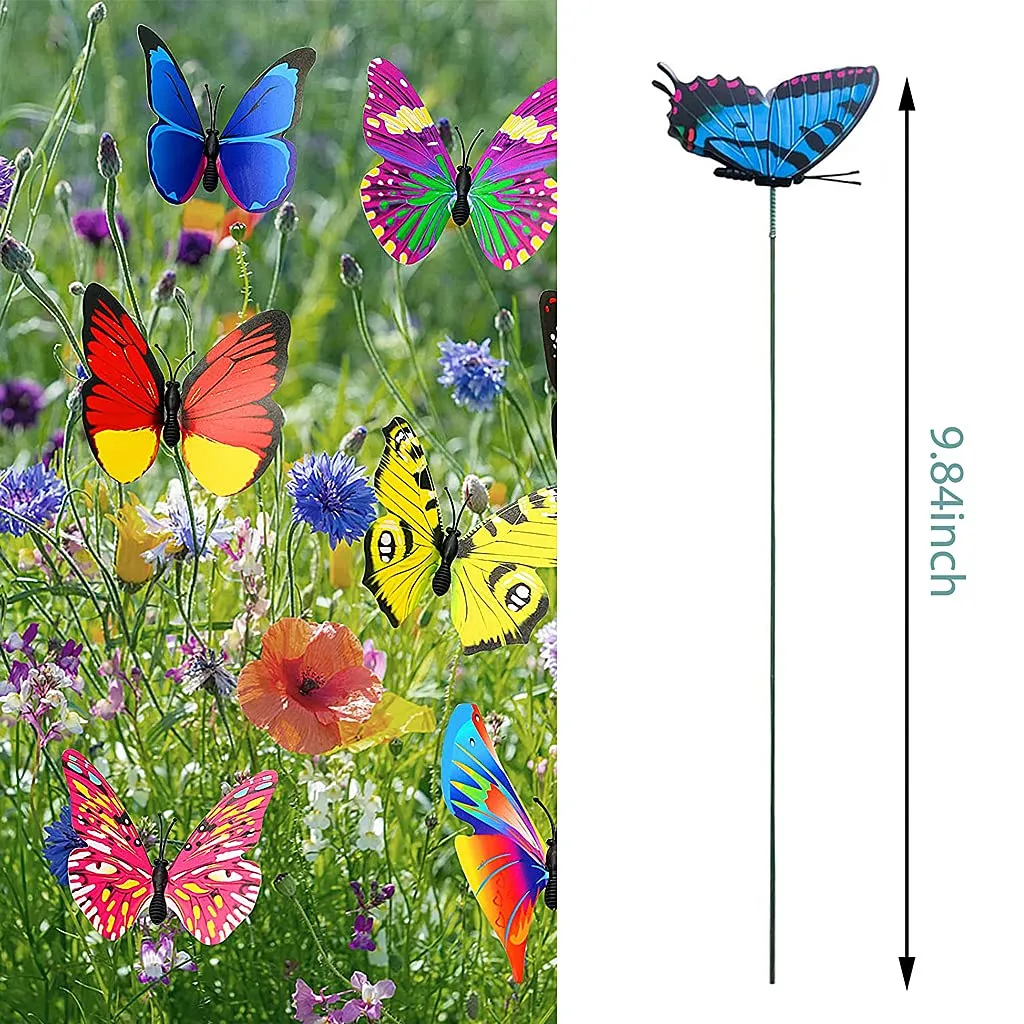 Magideal® Colorful Flying Butterfly On Stick Model Home Garden Lawn Ornament 7X5.5Cm