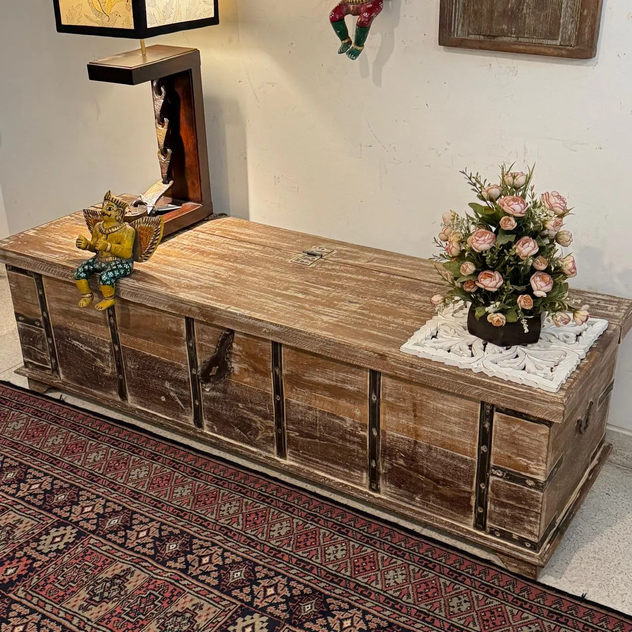 Masooma : Long Wooden Chest with metal Work