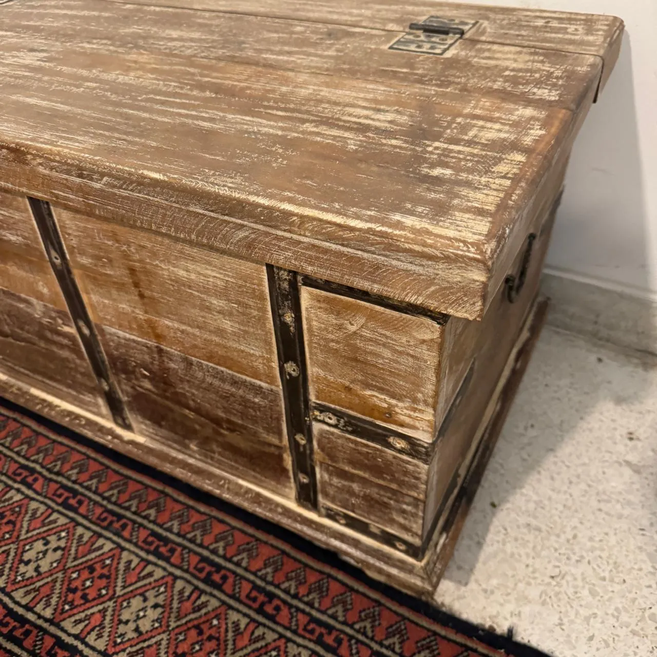 Masooma : Long Wooden Chest with metal Work