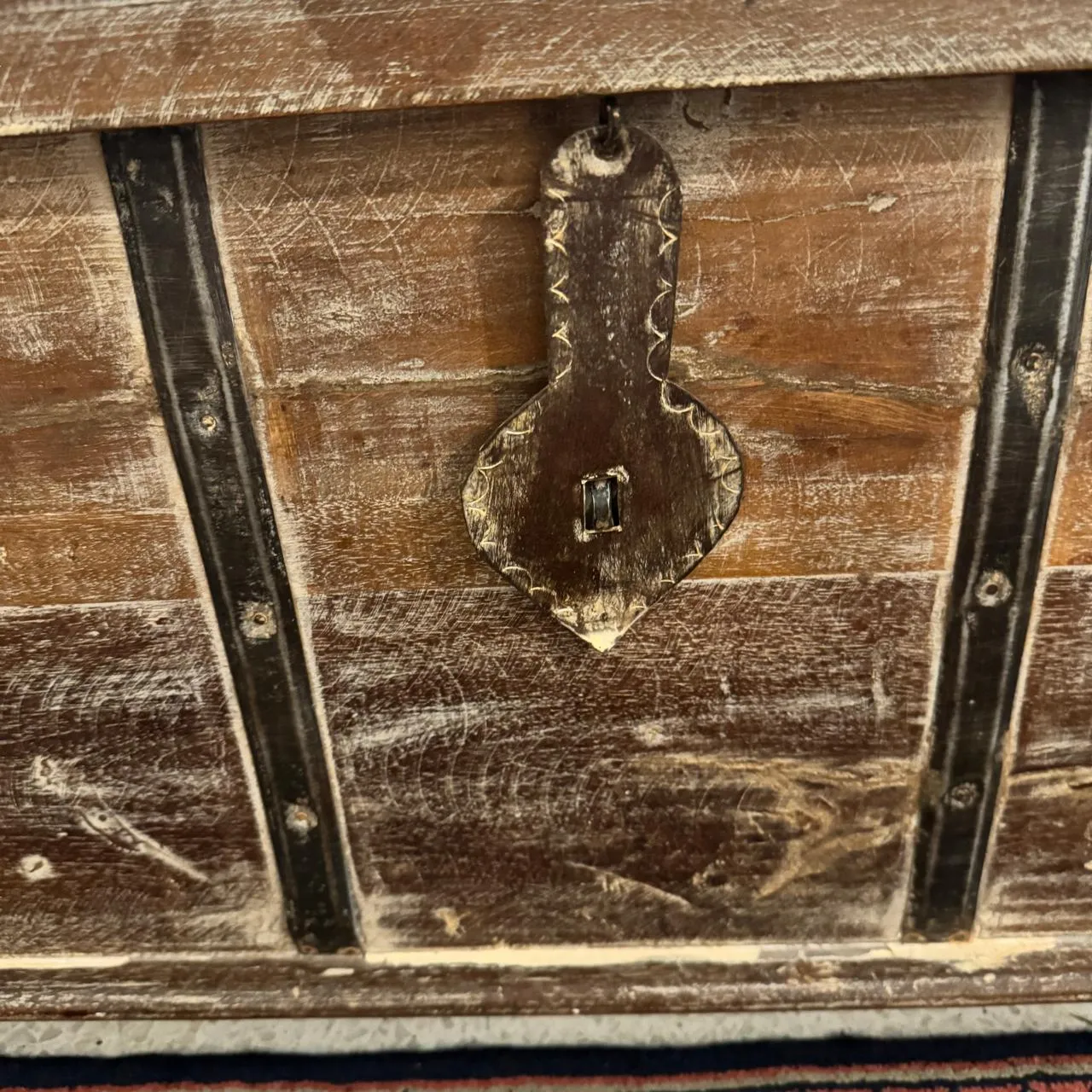 Masooma : Long Wooden Chest with metal Work