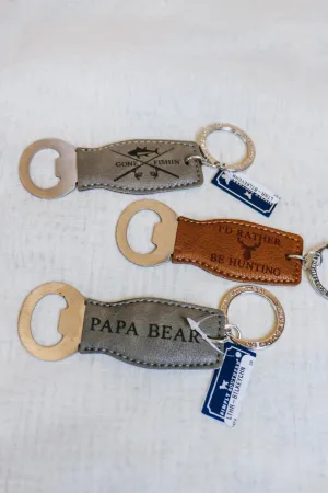 Men's Leather Bottle Opener Keychain -4 Styles