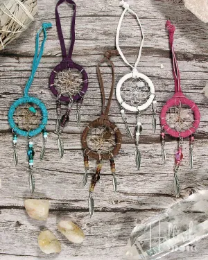 Mini Leather & Bead Dream Catcher 1.5"