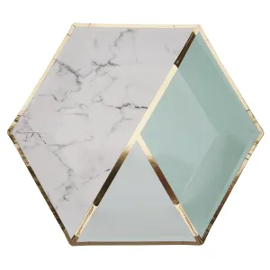 Mint Marble Colour Block Plate Large (8 Pack)