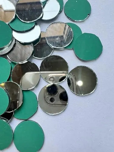 MIRROR GLASS WORLDWIDE Fancy Shape Silver Mirror Glass Beads for Art and Craft, Embroidery Works and Lippan Art. 20mm 125piece in 100gram.