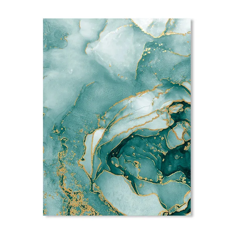 Modern Abstract Aqua Liquid Marble Prints Wall Art Fine Art Canvas Prints Pictures For Living Room Dining Room Home Office Decor