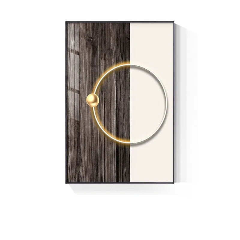 Modern Aesthetics Golden Ring Of Light On Wood Abstract Wall Art Fine Art Canvas Prints Pictures For Modern Home Office Interior Decor