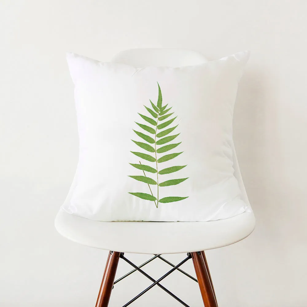 Modern Simple Green Botanical Leaf Stylish White Pillowcase Pillow Cover