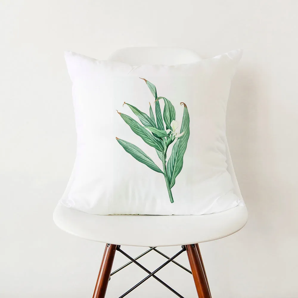 Modern Simple Green Botanical Leaf Stylish White Pillowcase Pillow Cover