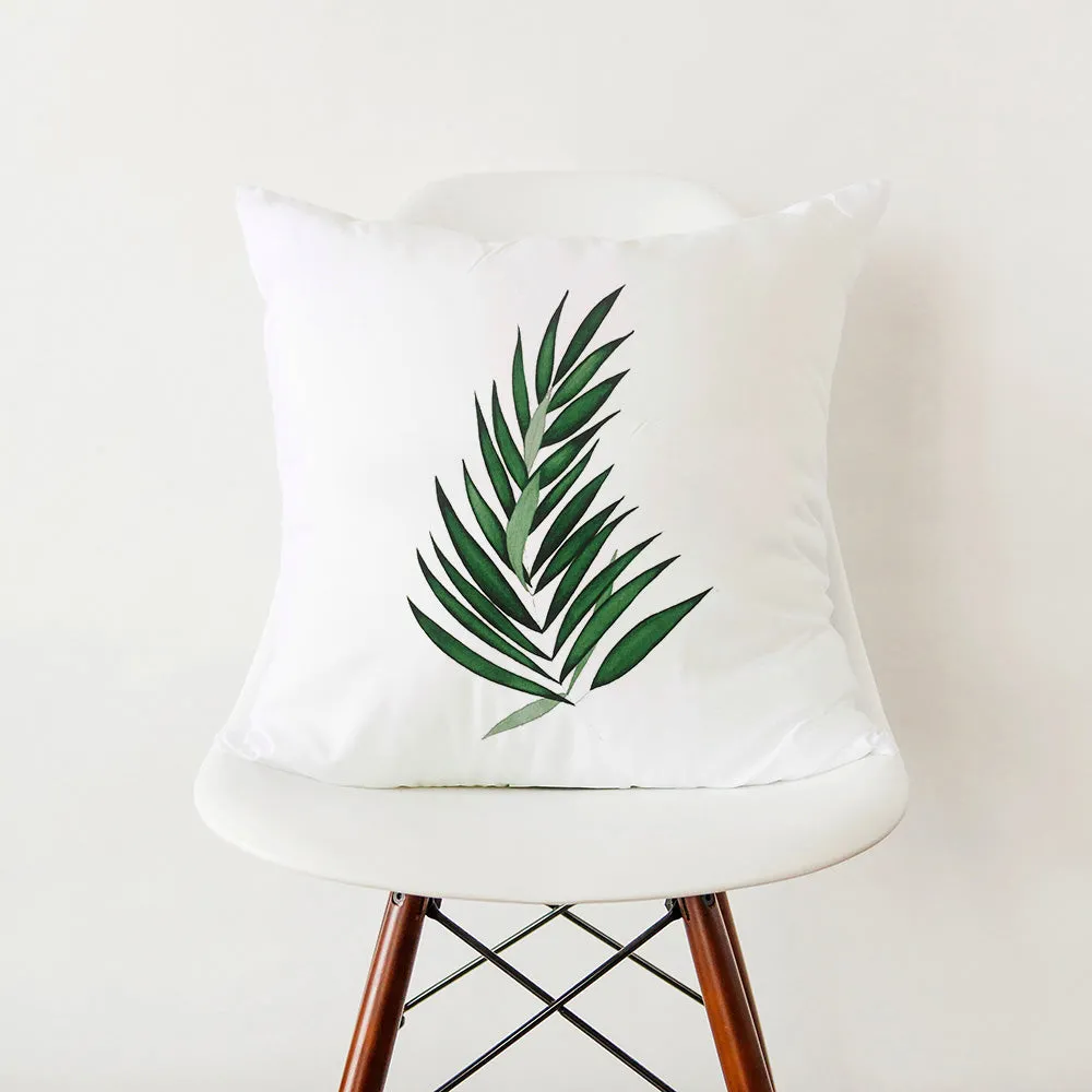 Modern Simple Green Botanical Leaf Stylish White Pillowcase Pillow Cover