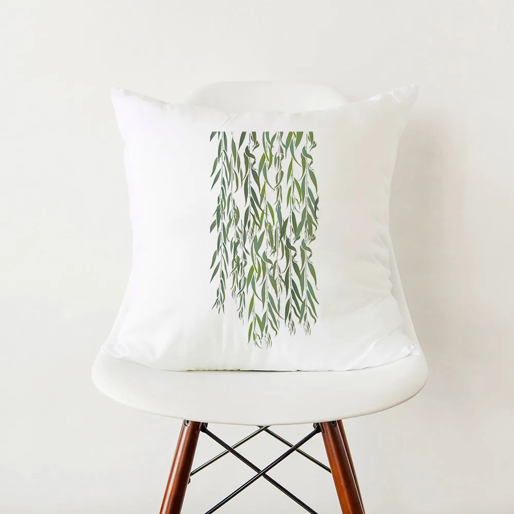 Modern Simple Green Botanical Leaf Stylish White Pillowcase Pillow Cover