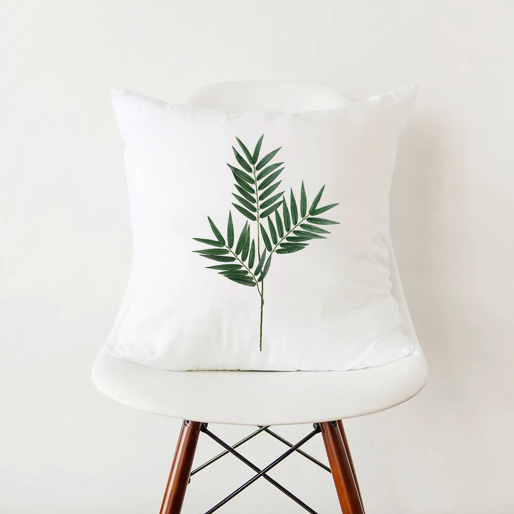 Modern Simple Green Botanical Leaf Stylish White Pillowcase Pillow Cover