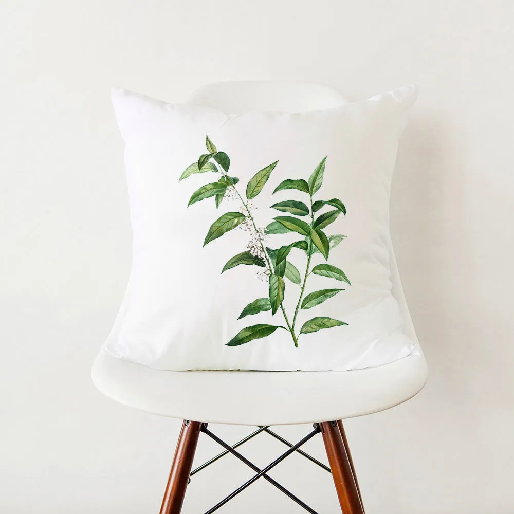 Modern Simple Green Botanical Leaf Stylish White Pillowcase Pillow Cover