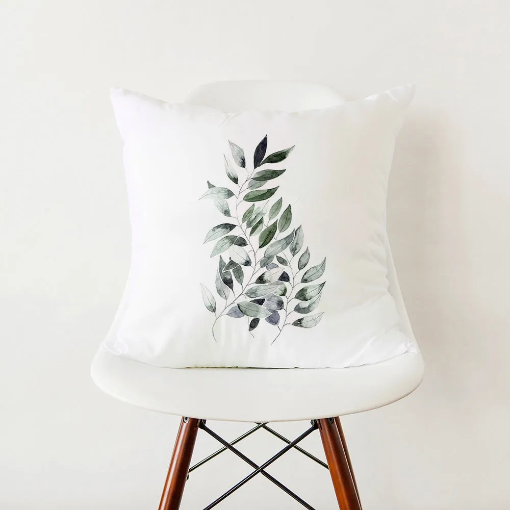 Modern Simple Green Botanical Leaf Stylish White Pillowcase Pillow Cover