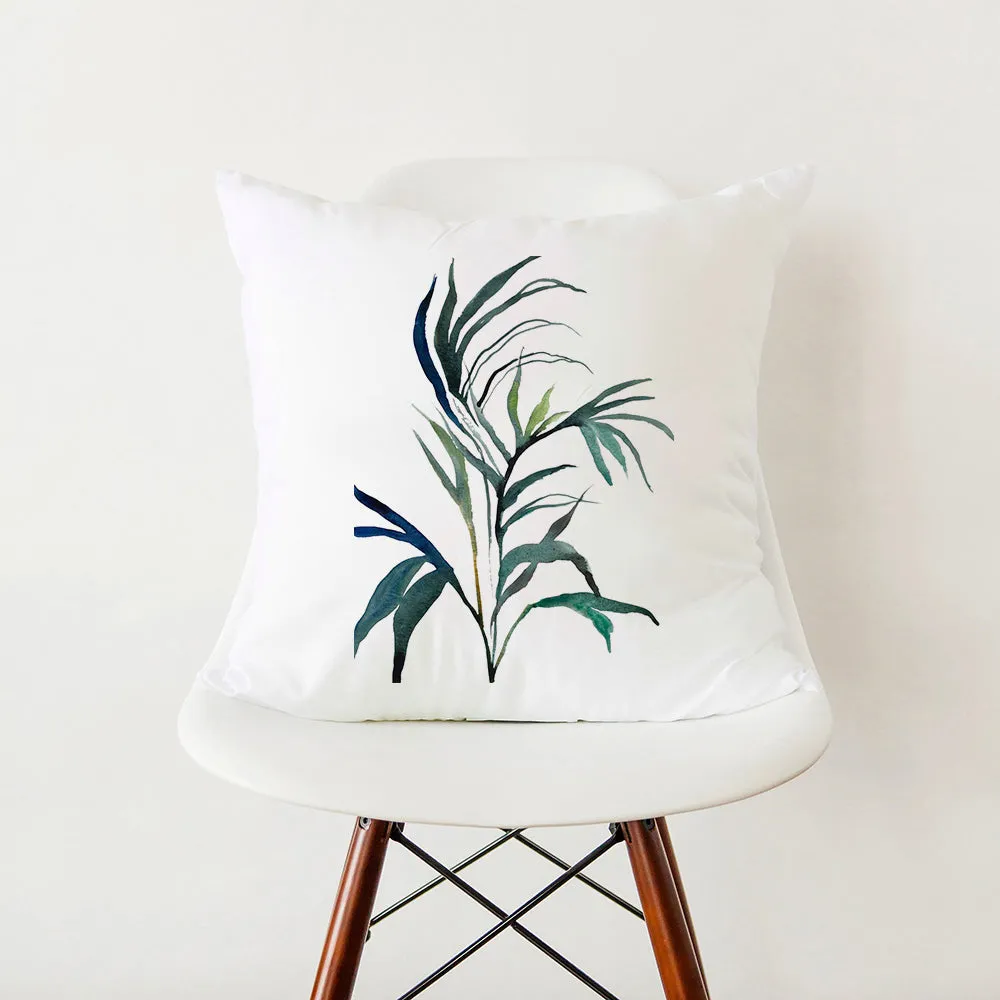 Modern Simple Green Botanical Leaf Stylish White Pillowcase Pillow Cover