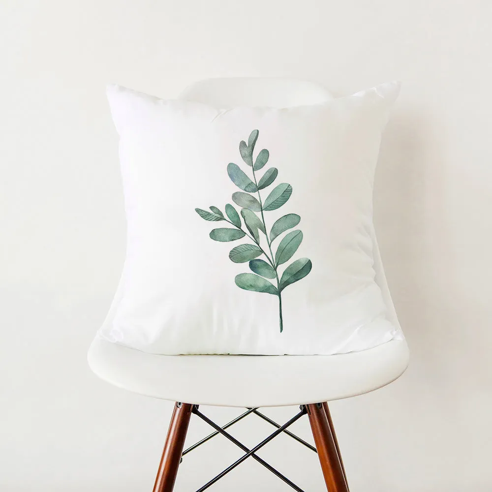 Modern Simple Green Botanical Leaf Stylish White Pillowcase Pillow Cover