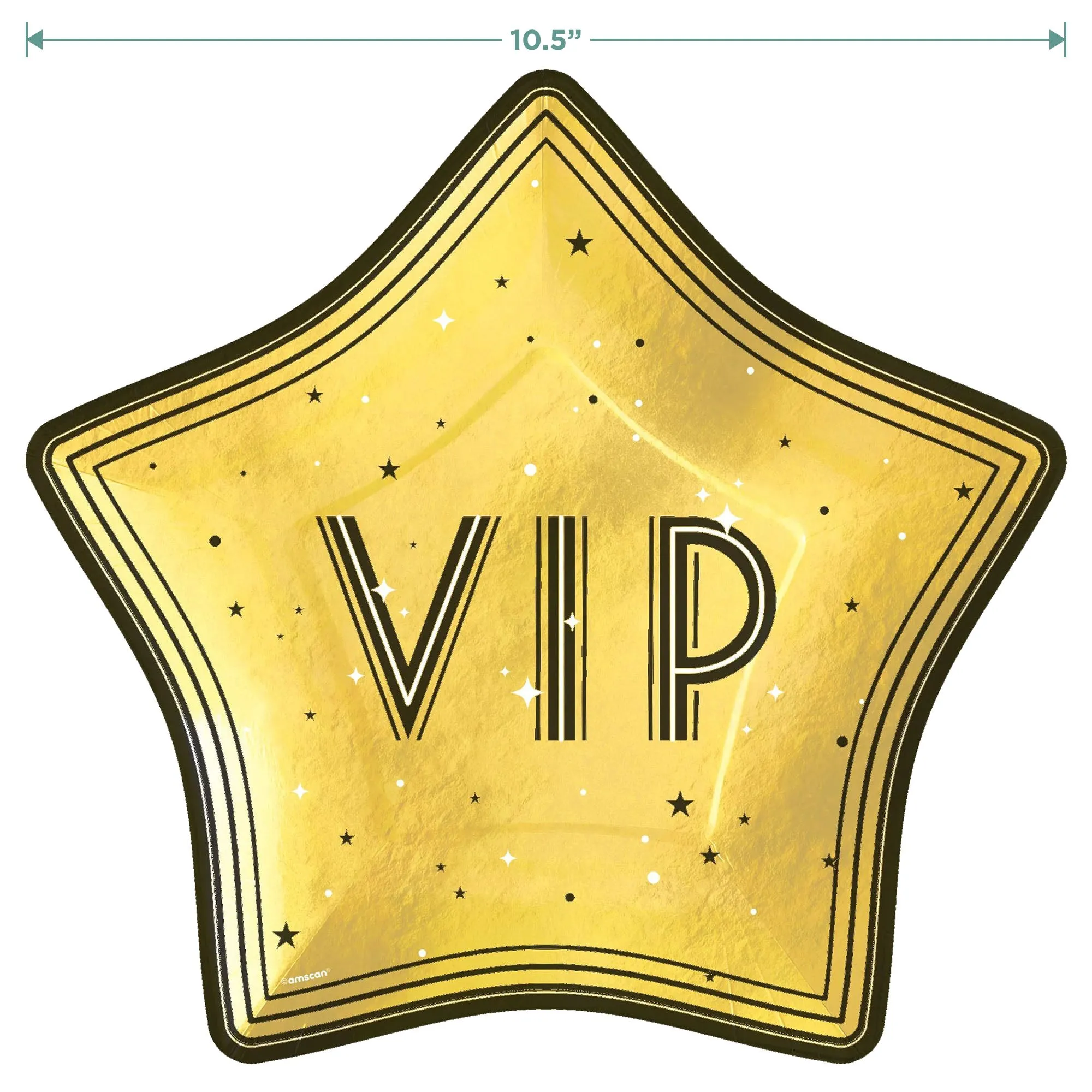 Movie Night Party Supplies - Lights, Camera, Action VIP Awards Winner Gold Star-Shaped Paper Dinner Plates and Deluxe Metallic Lunch Napkins (Serves 20)