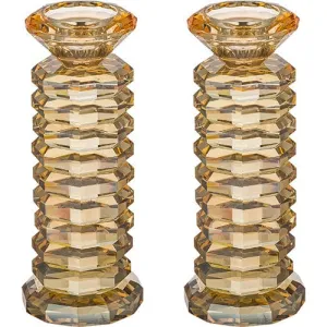 Pair Of Crystal Elegant Candlesticks 18 Cm