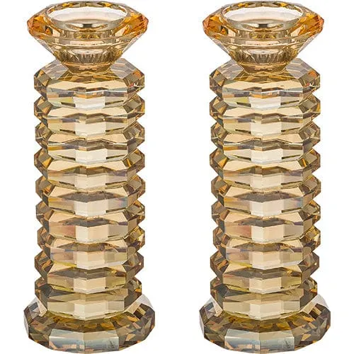 Pair Of Crystal Elegant Candlesticks 18 Cm